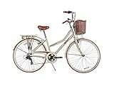 Bounty Boulevard Hybrid Bike - Klassischer Step-Through-Rahmen mit 6-Gang-Shimano-Schaltung, gefedertem Sattel, Gepäckträger und Frontkorb - Formales Rennrad