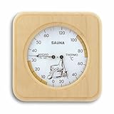 TFA Dostmann Analoges Sauna-Thermo-Hygrometer, mit Holzrahmen, Temperatur, Luftfeuchtigkeit, hitzebeständig