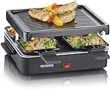 SEVERIN Mini Raclette-Grill für 4 Personen, platzsparend und kompakt, antihaftbeschichtet, 600 W, schwarz, RG 2370