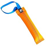 Bull Fit Beisswurst für Hunde, 25 cm mit Handschlaufe - Sehr Robustes Hundespielzeug zum K9 Training, Tauziehen und Zerrspiele mit Hund - Aus hochwertigem Feuerwehrschlauch handgefertigt, orange