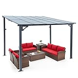 UNIONLINE Aluminium-Pavillon, 3 x 3 m, Wandmontage, Metallmarkisen, Pavillons, Hardtop-Dach, Pergola, Robuste Metall-Pergola Für Den Garten, Schwarz