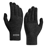 Milduall Winter Strickhandschuhe Touchscreen Fingerhandschuhe Strick Handschuhe Winterhandschuhe | rutschfest und Verdickt | Ideal für Damen Herren Radfahren Outdoor Sport, Schwarz