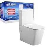 sanicomfort Stand-WC Kombination Aliki Square spülrandlos, inkl. WC-Sitz und Spülkasten mit waagerechtem Abgang