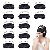 YUGUOLAN 12 Stück Schlafmaske Herren, Damen, Kinder - Schwarz - Polyester-Mischung, Baumwolle - Verstellbarer Riemen, Vollständiger Blackout, Bindegürtel