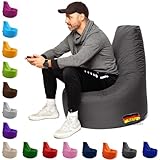 PATCH HOME Patchhome Gamer Kissen Lounge Kissen Sitzsack Sessel Sitzkissen In & Outdoor geeignet fertig befüllt | Anthrazit - Ø 75cm x Höhe 80cm - in 2 Größen und 25 Farben