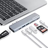 DEMKICO 7 in 2 USB C Hub für MacBook Pro/Air, Dock mit 4K HDMI, USB 3.0 & 2.0, SD/TF Kartenleser, Thunderbolt 3 (87W PD) und USB C Port