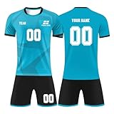 Fußball Trikot mit Eigenem Namen Nummer Logo,Personalisierte Trikot Kinder, Fußball Trikots Set für Kinder/Erwachsene, Fussball Jersey Trainingsanzug für Junge Herren