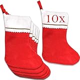 Jonami Weihnachtsstrumpf, Nikolausstiefel, Nikolausstrumpf, Weihnachtssocken, Nikolaussocken, Nikolaus Socke Strumpf zum Aufhängen und Befüllen an Weihnachten -10 Stück -