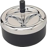 Generic Runder Drehaschenbecher Schwarz mit Chromdeckel 12,7 cm Modernes Design für Innen Außen