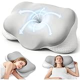 Ecliptron Memory Foam Kissen, Ergonomisches Nackenkissen Kopfkissen, Atmungsaktives Nackenstützkissen mit abnehmbarem Bezug, Seitenschläferkissen für Seiten, Rücken & Bauchschläfer (Grau)