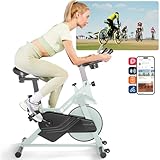 DeerRun Heimtrainers Fahrrad mit Magnetischem Widerstand, Indoor Fitnessbike Heimtrainer mit APP Tracking, Kardio Training Ergometer Fahrrad, Hometrainer Fahrrad 136 kg Belastbar