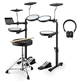 Donner DED-70 Electric Drum Sets E Drum Kids Beginner mit Mesh Pad Portable Drum Kit Tragbares Ladegerät Drum Throne Sticks Kopfhörer Weihnachten Geburtstag Geschenk für Kinder