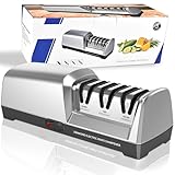 Herboom Elektrischer Messerschärfer, 3-Stufen Messerschärfsystem mit Diamant, Geeignet für Grob Schlerfen, Reparatur und Schärfen von Messern