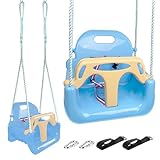KINSPORY Kinderschaukel Babyschaukel 3 in 1 Babysitz verstellbar Mitwachsend Schaukelsitz Gartenschaukel für Kinder Indoor Outdoor (Hellblau)