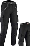 Texpeed Motorradhose mit protektoren herren - Textil Wasserdicht Motorroller Motorrad Bikerin Mit Schutz Rüstung (EN 1621-1) - Schwarz - (L Taille/Kurz Bein)