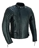 Motorrad-Lederjacke CE-Protektoren für Herren MBJ-08A, Schwarz , XL