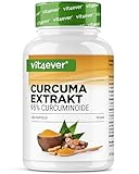 Curcuma Extrakt - 180 Kapseln - Hochdosiert mit 500 mg Curcumin pro Tagesportion - Mit 90% Curcumingehalt - Ohne unerwünschte Zusätze, vegan