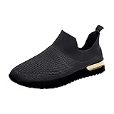 Sommer-Turnschuhe für Damen, Schlupfschuhe, Netz-Sneaker, Stretch, atmungsaktiv, bequeme Füße, athletische Sportschuhe, B 228 Schwarz, 39.5 EU