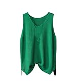 Damen Lockere Strickweste Eisseide Outdoor Loose Weste Ärmellos Atmungsaktiv Einfach, Dunkelgrün, XL
