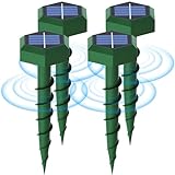 Maulwurfschreck Ultraschall 4 Stück, Maulwurf Vertreiber Solar für Draußen, Wühlmausschreck Wasserdicht und Widerstandsfähig, Maulwurf und Wühlmaus Vertreiber für Garten und Obstgarten - Sechseckig