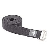 Bodhi Yogagurt | ASANA Belt aus 100% Baumwolle | Praktisches Yoga-Zubehör zur Dehnung | Yoga-Gurt mit Schiebeschnalle aus Metall | Anfänger & Fortgeschrittene | 250 x 3,8 cm (anthrazit)