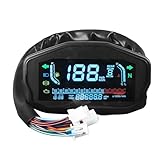 Tbest LCD Motorrad Kombiinstrument Tachometer Drehzahlmesser Digitalanzeige Wassertemperatur Ölstandsmesser für die Meisten