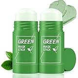 2 Stück Green Mask Stick, Porenreiniger für reine Haut, Feuchtigkeit & ölfreie Balance - Green Grüne Tee -Reinigungsmaskenstock für Moisturizing Nourishing Skin, Für Alle Hauttypen