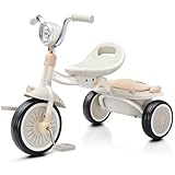 UBRAVOO Baby Dreirad, Klappbares Kleinkind-Dreirad mit Pedalen, Robuste Räder und Bequemer Sitz, Baby Erstes Lauflern-Dreirad für 1-5 Jahren im Alter Mädchen und Jungen (Weiss)