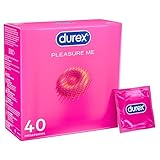 Durex Pleasure Me Kondome – Mit Noppen & Rippen, anatomischer Easy-On-Form & mit viel Silikongleitgel befeuchtet – 40 Kondome (1er Pack)