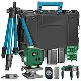 16 Linien Kreuzlinienlaser mit Stativ, 4x360° Laser Wasserwaage Professionell mit 2 x Akkus, mit LED Digitalanzeige, Impulsmodus, IP54 Staub- und Wasserdicht