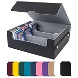 Sammelkarten-Aufbewahrungsboxen für 1800+ Karten, Magnetic Deck Boxen, PU Leder Starkes Karten Box mit Trennwänden, Spielkarten Deck Boxe für Magic Commander Yugioh Sports Cards (Schwarz)
