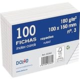 Dohe Karteikarten aus Karton, liniert, 100 Stück, Notizkarten, Größe A6 (15 x 10 cm), 180 g, Nr. 3, Büromaterial, Weiß