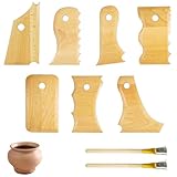 9-Teiliges Set Töpferwerkzeug, Buchenholz Töpferzubehör, Töpfer Werkzeug, Töpfereiwerkzeuge, Töpferei für Das Beschneiden von Töpferwaren, Kunststoff Tonschaber, Töpferschaber Werkzeug