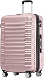 BEIBYE 2088 Zwillingsrollen Reisekoffer Koffer Trolleys Hartschale M-L-XL-Set in 15 Farben, Erweiterbar (Rosagold, M)