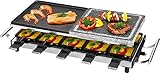 ProfiCook 2in1-Raclette-Grill, Raclette 10 Personen, Raclette mit Steinplatte u. Grillplatte, antihaftbeschichtet, wärmeisolierte Griffe, stufenloses Thermostat, 1700 Watt, Edelstahl, PC-RG 1144