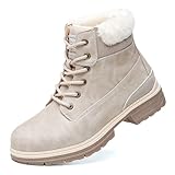 Cestfini Winterschuhe Damen Boots Warm Gefütterte Wanderstiefel Wasserdicht Trekking-Schuhe Outdoor Wanderschuhe Winterboots Schneestiefel RTW19-DE-GREY-39