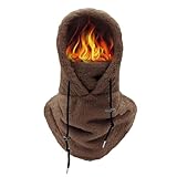 HIDRUO Sherpa Hood Skimaske, verstellbare Abdeckung, Mütze, Mütze, Schal, Skifahren, Reiten, Winter-Gesichtsmaske für Männer und Frauen, Huthals (Dark Brown)