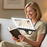 NZQXJXZ 5X Hands Free Lupe mit Licht hängenden Hals, 43 LED Flexible Schwanenhals Full Page Vergrößerungsglas, 24cm große Lupe für das Lesen von kleinen Drucke & Low Vision Senioren