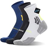 BRISIRA Coolmax Bambus Viskose Kompression Laufsocken 3 paar Quarter Athletic Cushioned Atmungsaktive Anti Blasen&Schweiß&Geruch