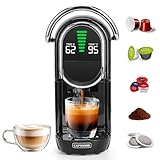 Magician1 Mini Kaffeepadmaschine 5in1 für Nespresso OL, Dolce Gusto, Lavazza A Modo Mio Kapsel, ESE 44 pad, Kaffeepulver, 20bar, 1450W, LED-Display, 7 Wasserstufen, Kapselmaschine für Zuhause und Büro