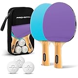 PRO SPIN Tischtennisschläger – Hochleistungs-Tischtennis Set | Premium Tischtennisschlaeger, 3-Sterne-Tischtennisbälle, Kompakte Aufbewahrungstasche (Set für 2 Spieler,Lila/Blau)