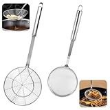 2 Stücke Schaumkelle Edelstahl, Schaumlöffel Edelstahl, AbseihlöFfel, Siebkelle, Aufhängbar, SpüLmaschinengeeignet, für Küche, Kochen, Braten, Dünsten Filter Skims Fat Scum, Skimming Fett Schaum