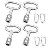 Thoquene 4 Stück Dreikantschlüssel Mülltonne mit 4 Schlüsselanhänger Set, 3 Kant Wasserhahn Schlüssel für absperrpfosten