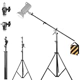 Professionelles Fotostativ mit Federdämpfung, 400cm Höhe & 330° Neigung, Stativstange mit Gewichtstasche für Studio/Outdoor, 1/4'-3/8' Schrauben (Aluminium)