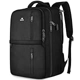 MATEIN Handgepäck Rucksack 55x40x20, Groß Reiserucksack Handgepäck Flugzeug Herren, 44L Laptop Rucksack 18.4 Zoll mit USB Ladeanschluss, Schuhfach, Wasserabweisend Damen für Lufthansa, Schwarz