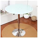 Höhenverstellbarer runder Glas-Esstisch – moderner 2–4-Sitzer-Bistro-Küchentisch, gehärtetes Glas, platzsparendes Design, schwarzes Finish, perfekt für Esszimmer und Café