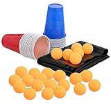 Trinkspiele für Erwachsene, Tischtennisspiel, Biertennis-Tischmatte, Party-PP-Becher (15 blau und 15 rot), 8 Tischtennisbälle, Unterhaltungszubehör für gesellschaftliche Veranstaltungen, Bars und