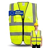 Brovamo Warnwesten Auto, Warnweste, Warnweste Kinder Erwachsene, Reflektierende Warnwesten Alle Größen - Sicherheitswesten Gelb, Warnweste für Auto Fahrrad Motorrad (L)