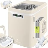 KESSER® Eiswürfelbereiter | Eiswürfelmaschine Edelstahl | Ice Maker | 12 kg 24 h | Zubereitung in 7 min | 2,2 Liter Wassertank | 2 Eiswürfel-Größen | LED-Display | Selbstreinigungsfunktion | Creme