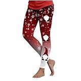 Generisch Weihnachtsleggings Damen High Waist Sport Winter Leggings Hohe Taille Lang Hose Strumpfhose Gothic Fitness Pants Festliche Weihnachtskleidung Yoga